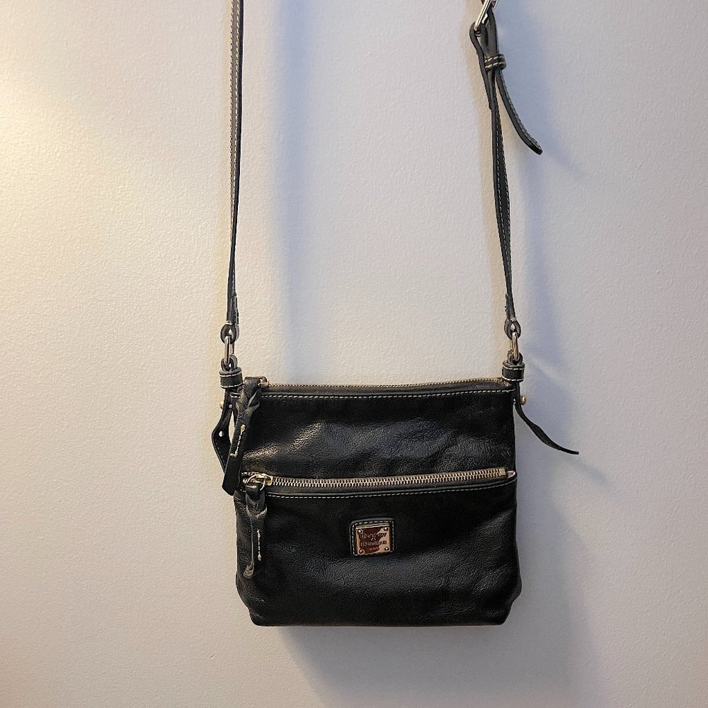 Dooney and Bourke Black Pebble Leather Small Crossbody Bag